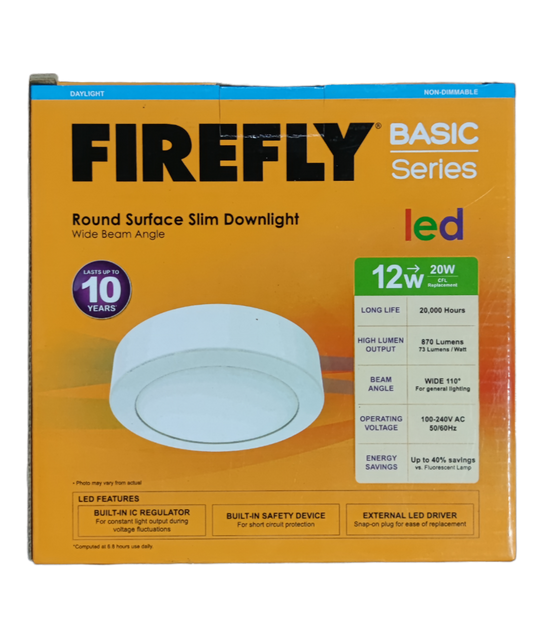 Firefly 12W LED Downlight Round Surface Type 220V Daylight 6500K EDL213612DL
