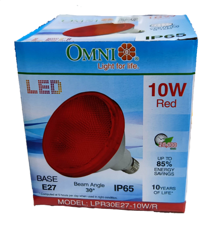 Omni 10W PAR 30 E27 220V Red ( Omni) LPR30E27-10W/R, LED PAR 30 10W E27 220V Red