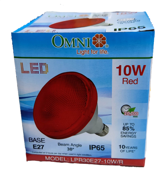 Omni 10W PAR 30 E27 220V Red ( Omni) LPR30E27-10W/R, LED PAR 30 10W E27 220V Red