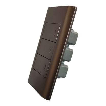 Royu 3 Gang 3 Way Switch 15A 220V with Plate Cover Dark Wood PLANO Series MD506/DW
