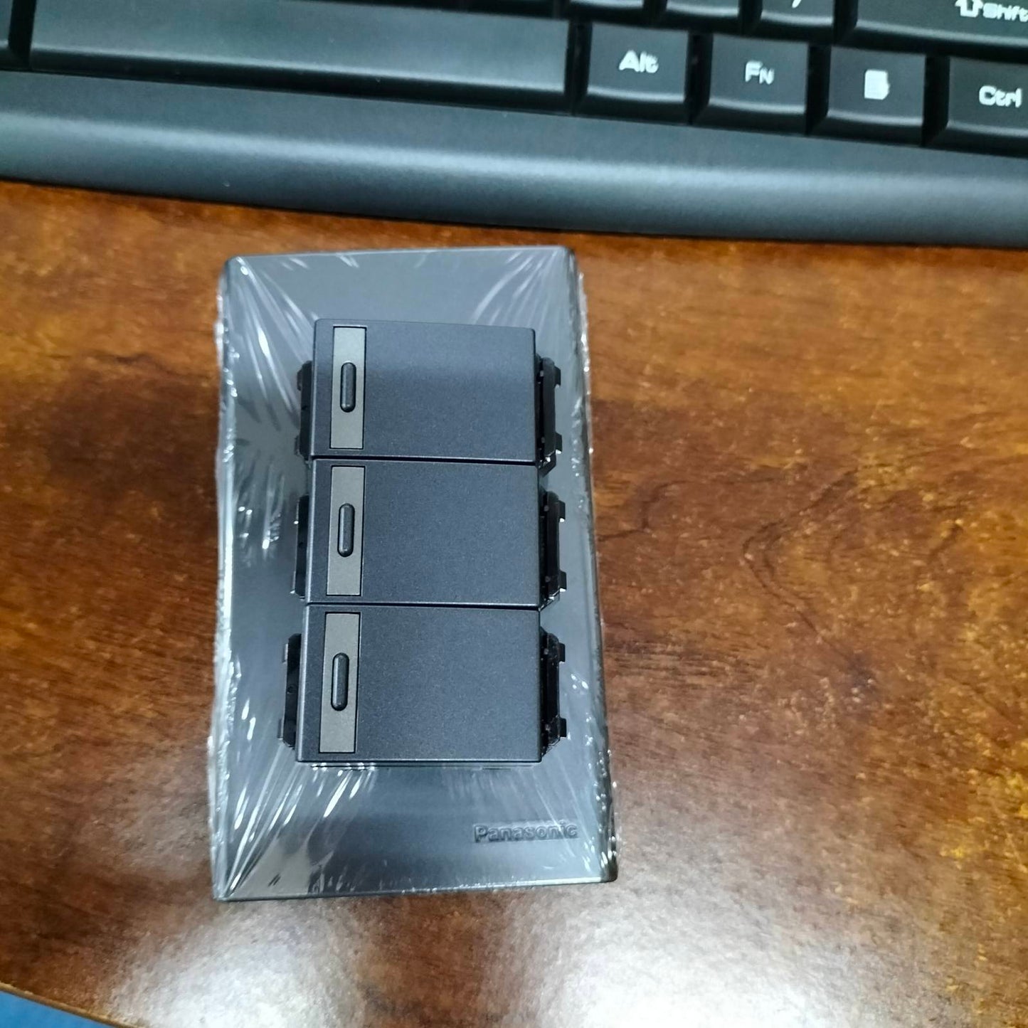 Panasonic Non-Illuminated 3 Gang Switch Refina series 1 way (Metallic Black)