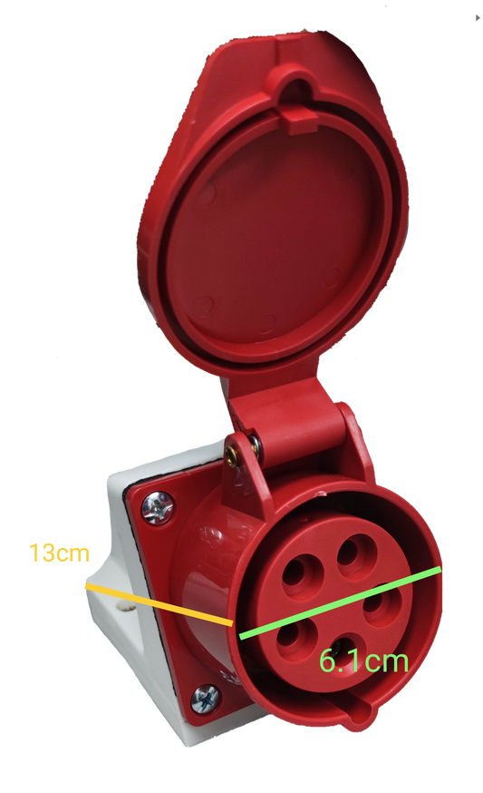 Grippes 16A 3P+E+N Industrial Outlet Cord Wall Type 6h/ 380V-415VAC #115 IEC309-2