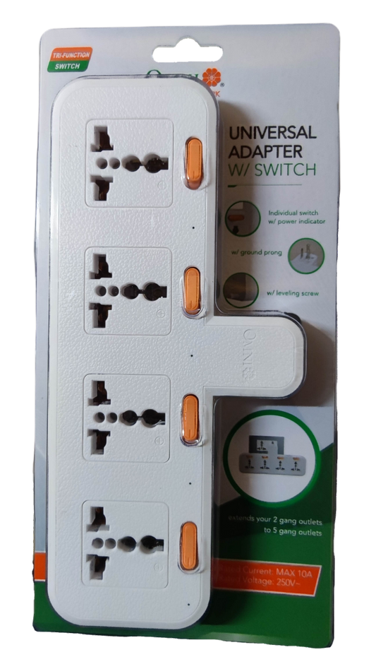 Omni Universal Adapter with Switch WUA-042 Omni 10A 250V 4 Gang Universal Outlet