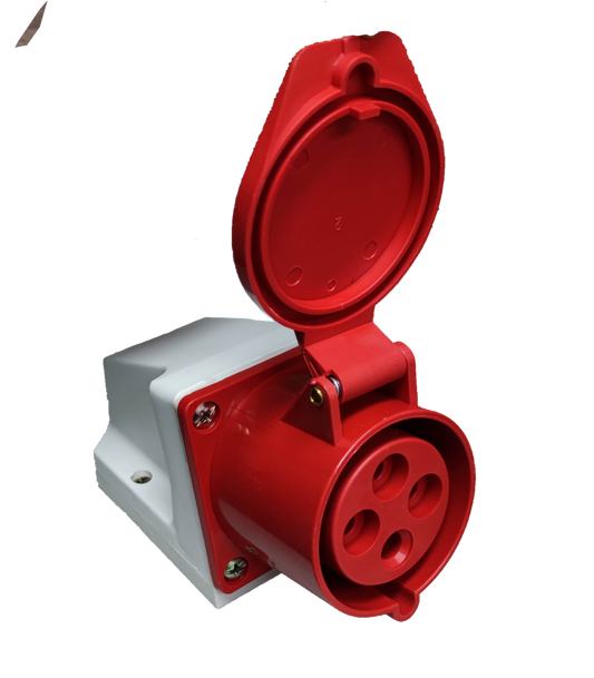 Grippes 32A 3P+E Industrial Outlet 6h (4 Pins) 380-415V Wall Type 124 IEC309-2