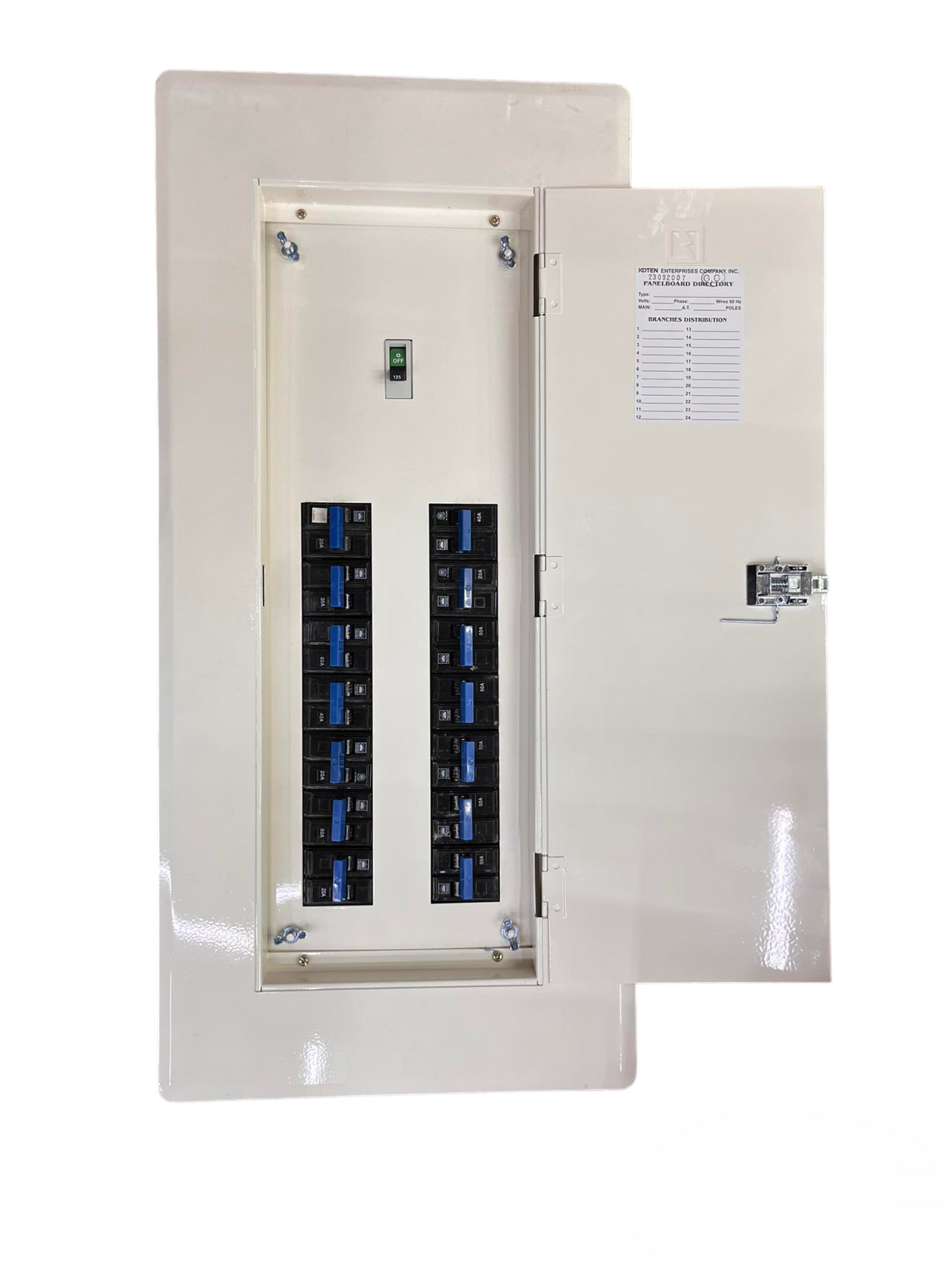 Koten & Taiyou Panel Board 250A 2 Pole Main 250SPS with 14 Branches 2 Pole Bolt On