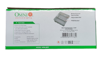 Omni 8 Ways Distribution Panel Box MDP-08PP Recessed Type Distribution Panel for Miniature Circuit Breaker