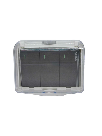 Grazen Weatherproof Cover Transparent with 3 Gang 3 Way Device 16A 220V WC-019-W+GW-005