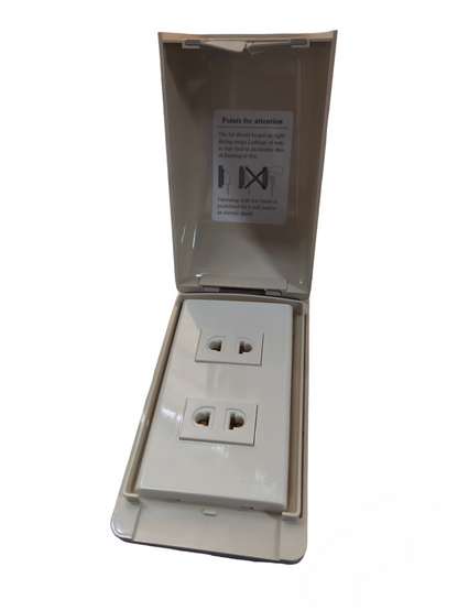Omni Weatherproof 2 Gang Universal Outlet 15A 250V with Plate Wide Series WPP-601+(WWP-112+WWU-200x2)