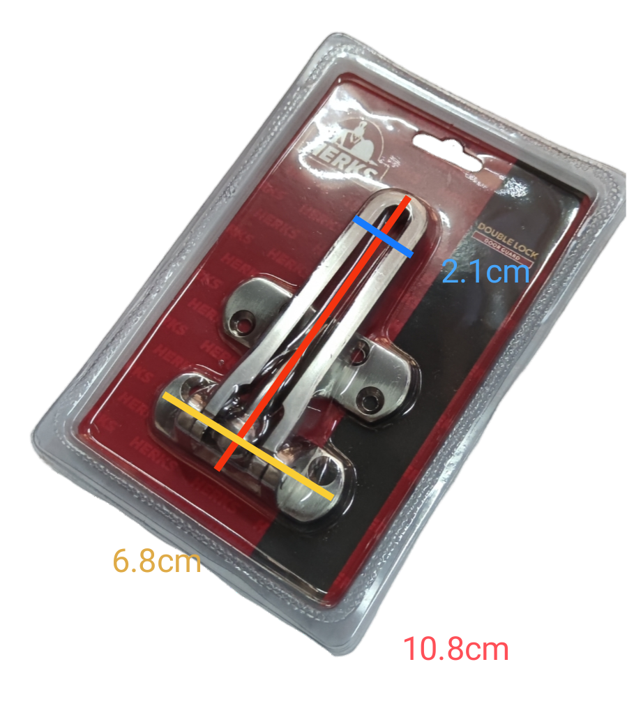 Double Lock Door Guard Satin Nickle 108 x 68 x 21mm Zinc Alloy Door Chain Mode ( Herks) HD1002SN