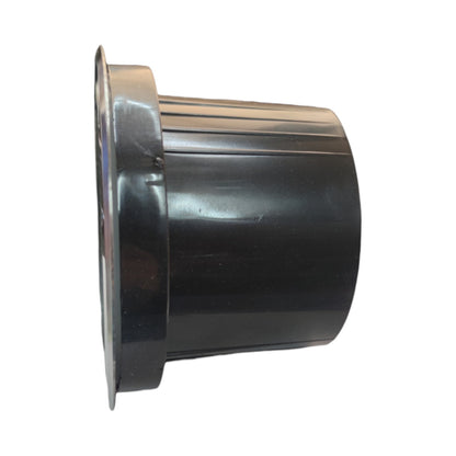Black metal cylindrical object on a white background
