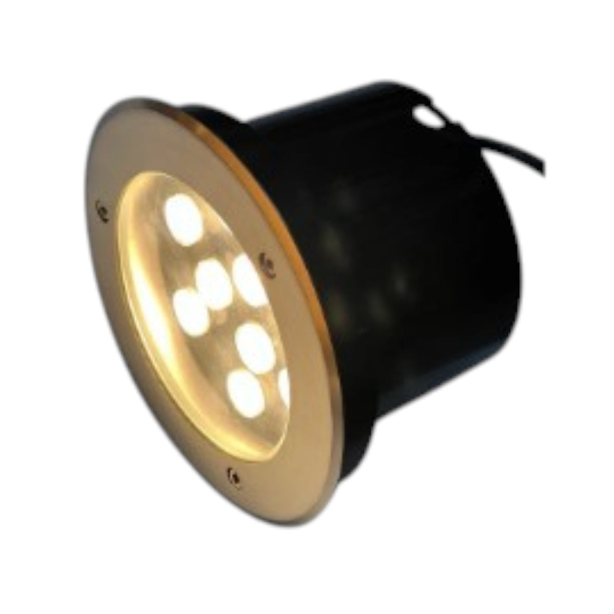 Black and gold spotlight on a white background