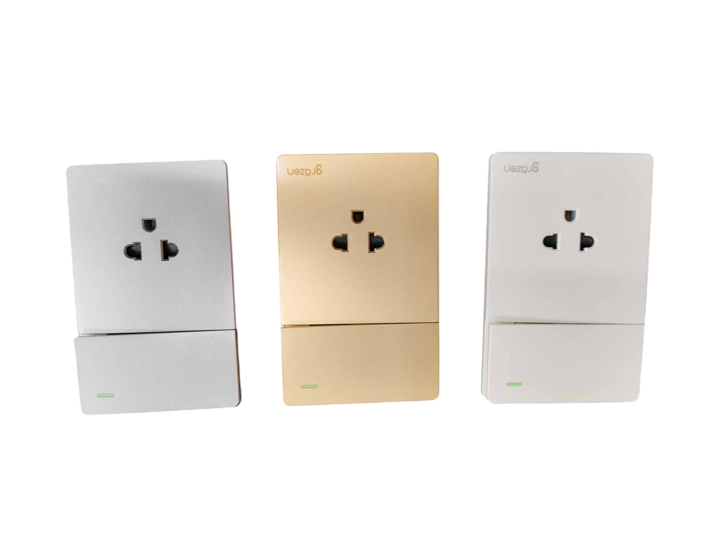 Grazen 2 Gang 1 Way Switch with Universal Outlet with Ground and Plate Cover 16A 220V GW-007