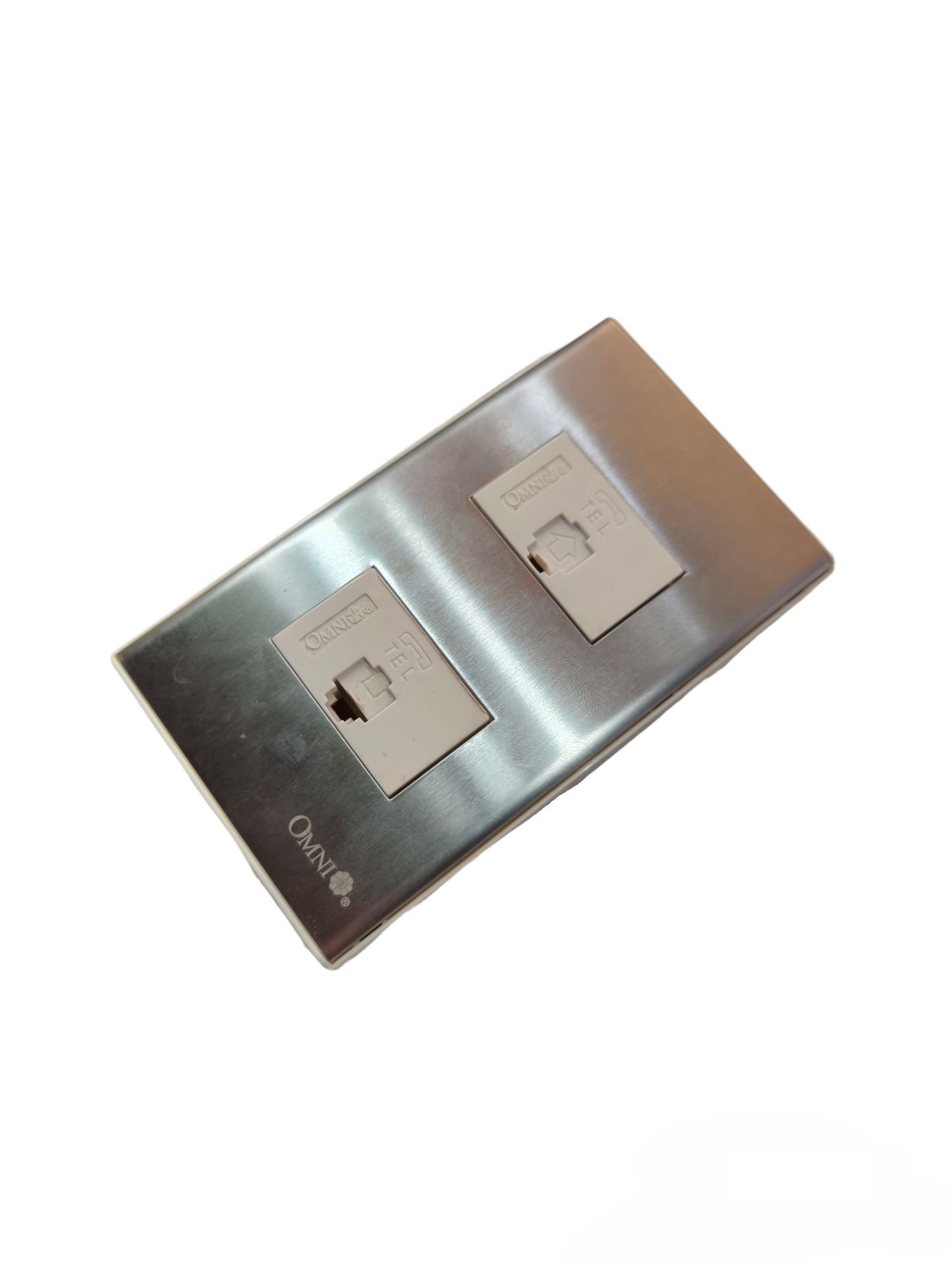 Omni 2 Gang Telephone Outlet with Stainless Plate Cover WWP-112S+(WWT-302x2) Voice Outlet