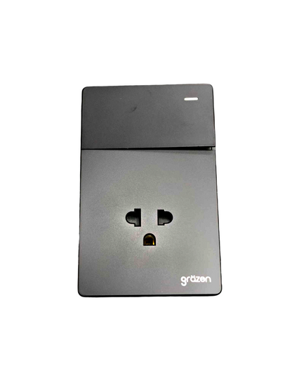 Grazen 2 Gang 1 Way Switch with Universal Outlet with Ground and Plate Cover 16A 220V GW-007