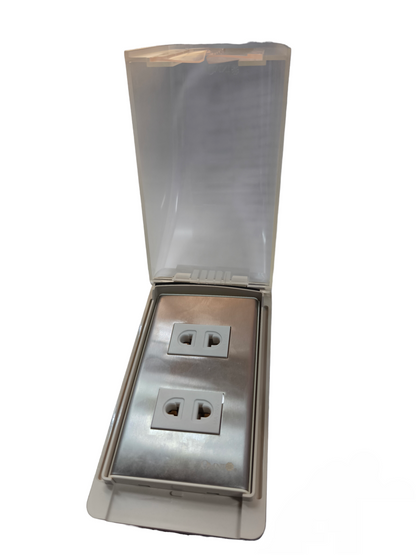 Omni Weatherproof 2 Gang Universal Outlet 15A 250V with Stainless Plate Cover WPP-605+WWP-112S+(WWU-200x2)