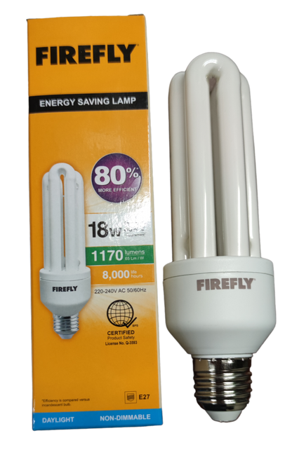 Firefly 18W CFL E27 3U 220V Available in Daylight 6500K or Warm White 3000K