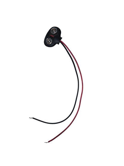 9V battery snap connector with red and black wires for RC vehicles and batteries