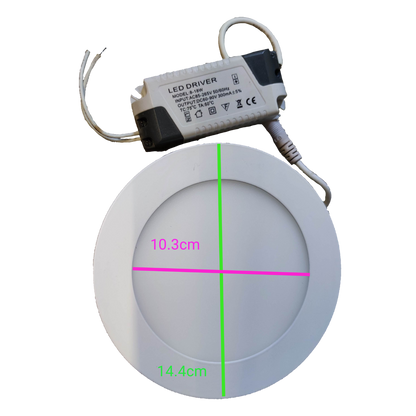 OES 9W LED downlight slim daylight 6500K 220V with a 10.3cm diameter and 14.4cm width