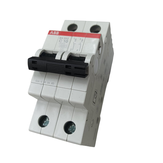 ABB 10A 2 Pole Miniature Circuit Breaker MCB 6KAIC 220V SH202-C10