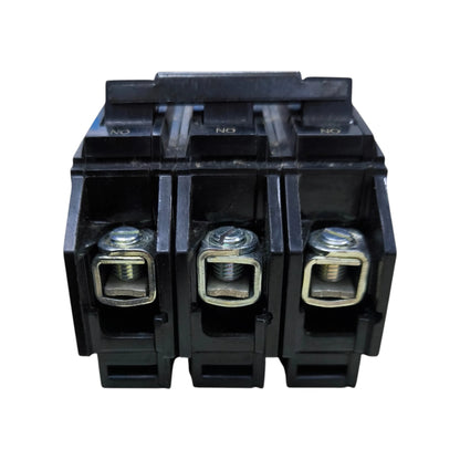 GE 70A Circuit Breaker 3 Pole featuring three terminals for electrical connection