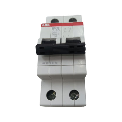 ABB C20 circuit breaker module, white plastic housing with a black switch handle and a red ABB logo label, shown on a plain white background.