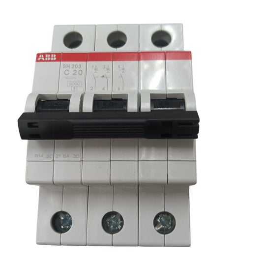 ABB Miniature Circuit Breaker 20A 3 Pole MCB 6 Kaic 400V SH203-C20