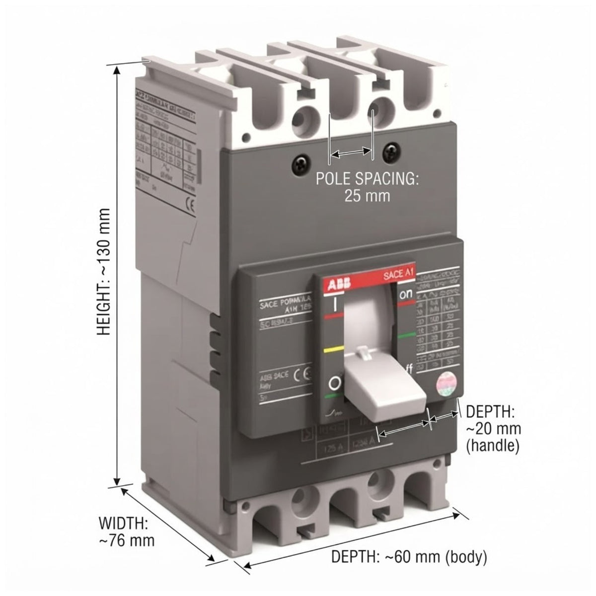 ABB SACE 32A 3P Industrial Circuit Breaker MCCB 125AF 30KAIC 220V SACE A1C125AF-3P32A