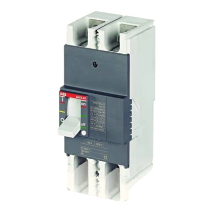 An ABB Sicc 43 circuit breaker module with a dark gray front, white plastic side housing, and a white handle, shown on a plain white background.