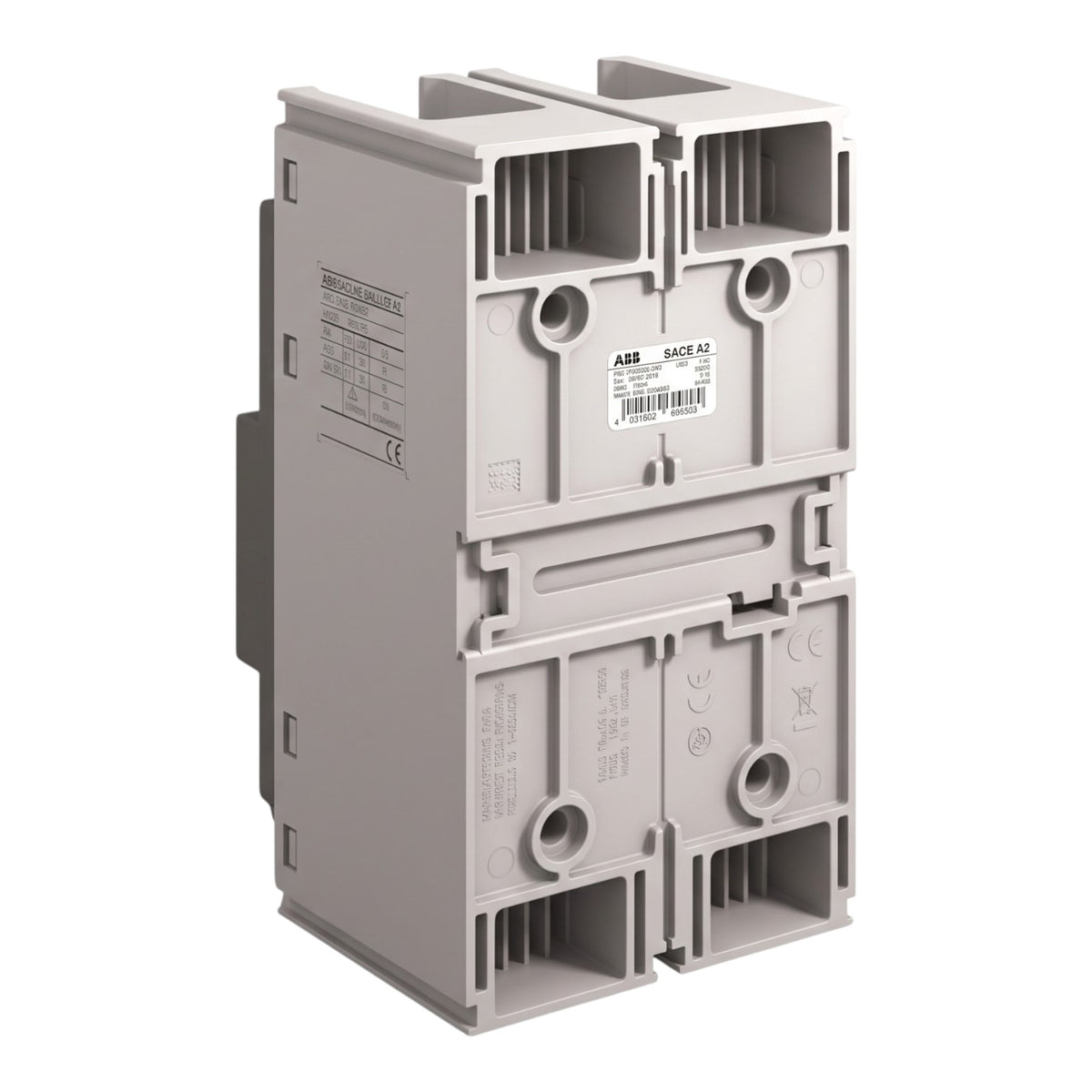 An industrial electrical component, specifically an ABS SACH 42 modular contactor, shown from a three-quarters perspective on a solid white background.