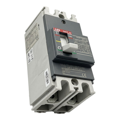 An ABB SACE-A0 circuit breaker with a gray front panel and light gray plastic housing, shown on a solid white background.