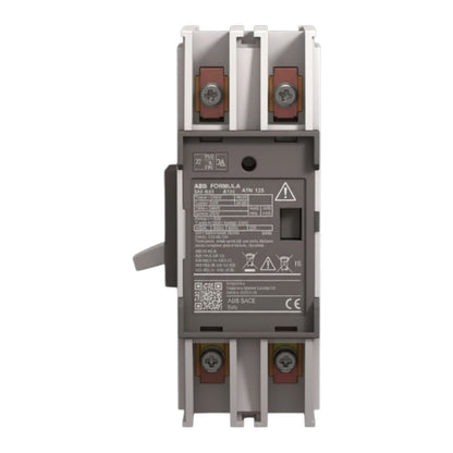 ABB Formula 6.0 AC 63/66 3P circuit breaker with a gray front label, white terminal blocks, and red screw terminals, shown from the back against a white background.