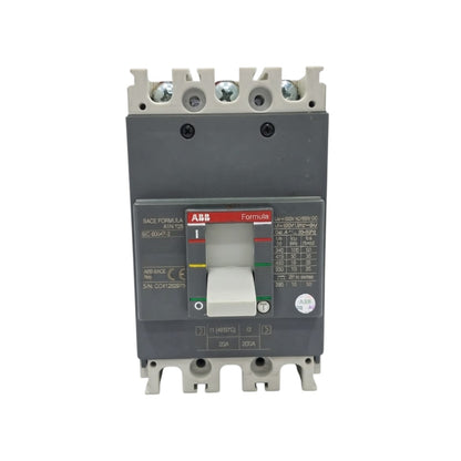 An industrial electrical circuit breaker from the brand ABB, featuring a white plastic housing, black switch handles, and a red brand accent strip on the front.