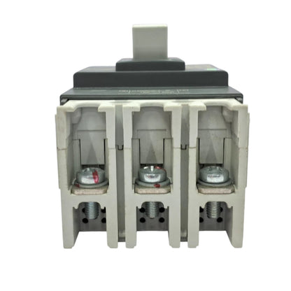 A three-phase electrical contactor or relay component with a gray plastic housing, dark gray top cover, and silver metal screw terminals, shown on a plain white background.