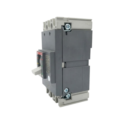 A modular electrical contactor with a dark gray main body, light gray plastic terminal blocks, and a red/black switch handle, shown on a plain white background.
