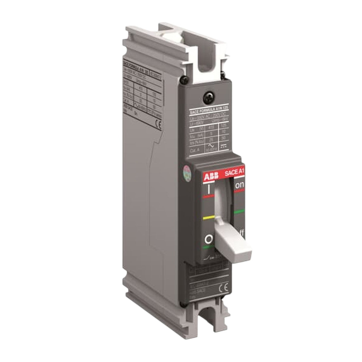 ABB SAC4 AI modular electrical circuit breaker with a gray housing, white handle, and red brand label, shown on a plain white background.