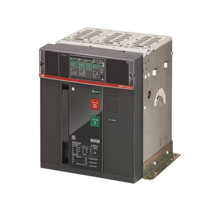 A Schneider Electric SACE TRIO 2 electrical contactor shown on a plain white background. The device features a dark gray front panel with green and red buttons, a digital display, and a metallic gray side housing with mounting brackets.