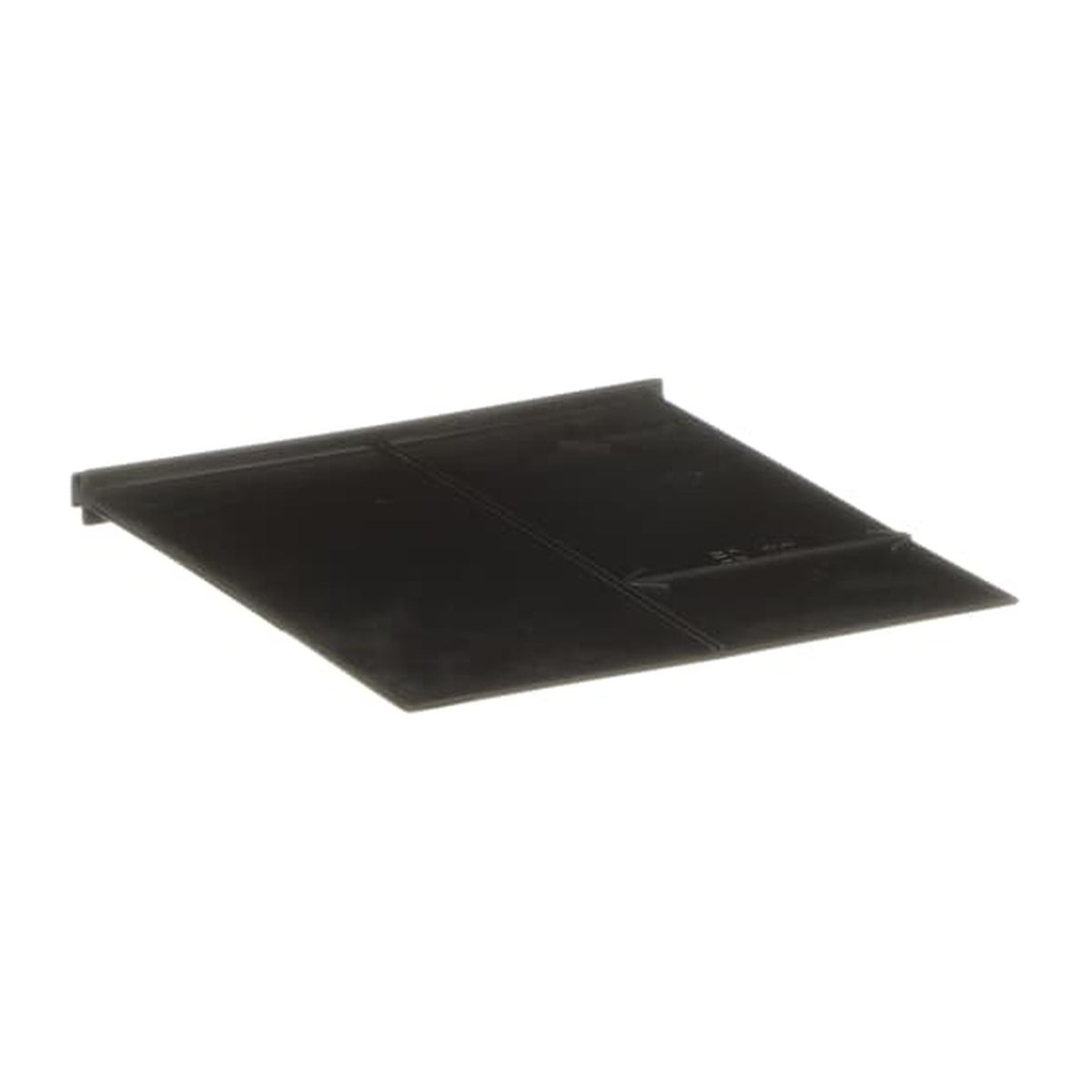 A black rectangular plastic or rubber panel with a raised lip on one side, shown at an angle on a plain white background.