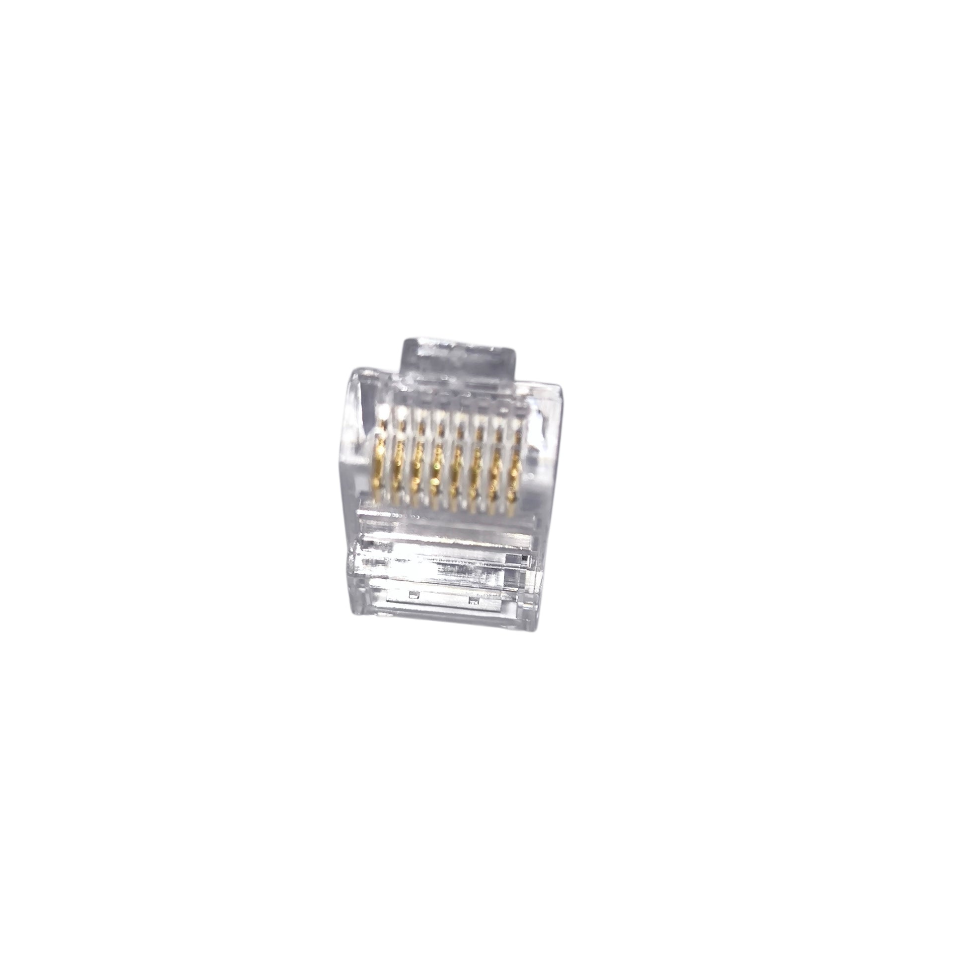 Clear Ethernet connector on a white background AMP CAT5E RJ45 Connector Pass Through Type (5PCS) Per Order Electx Electrical SUpply