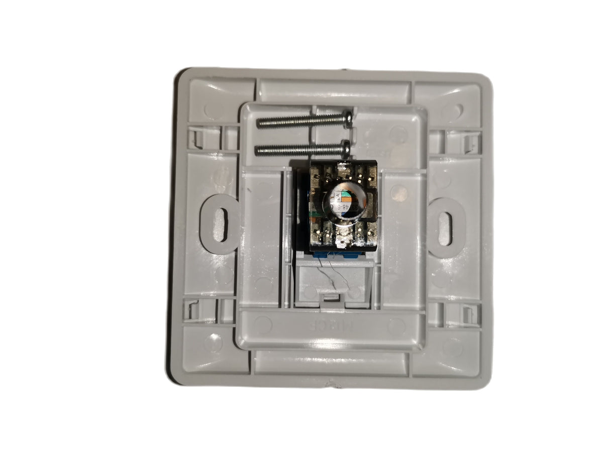 AMP CAT 6 LAN outlet power point with mounting screws and white plastic frame