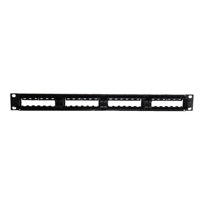 A black metal 4U rack mount shelf with four horizontal slots, shown against a plain white background.