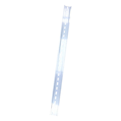 Long, thin white object on a white background