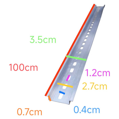 Metal profile with measurements labeled on a white background