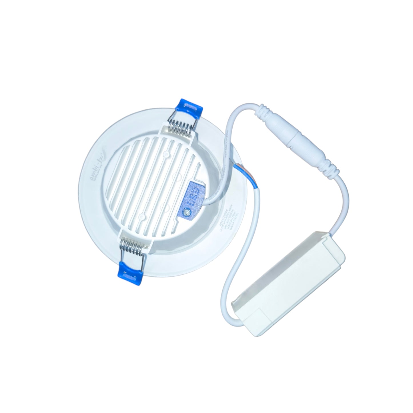 Round medical device with a cable on a white background