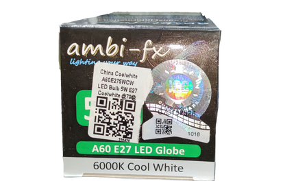 Ambi-fx 5W E27 LED bulb 6000K cool white A60 LED globe packaging box