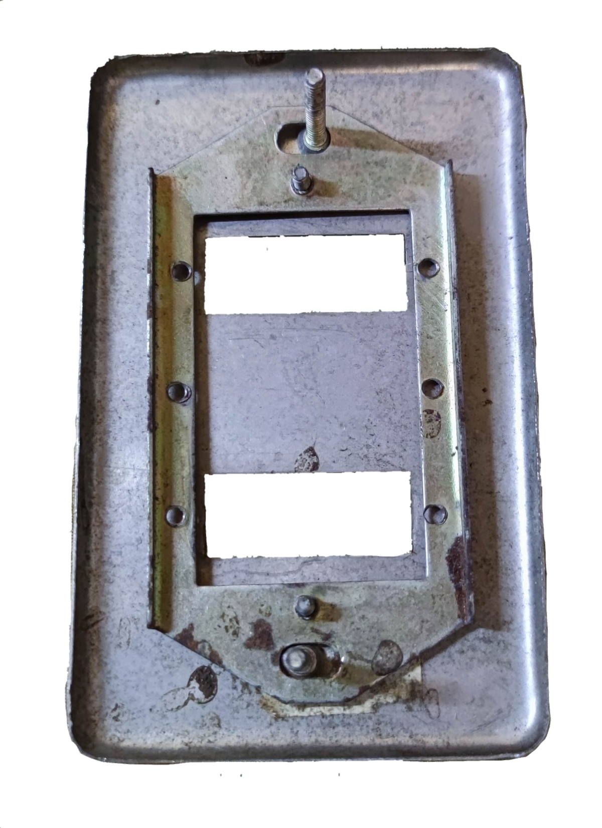 Amco 2 gang metal plate cover with mounting screws for power points and switches