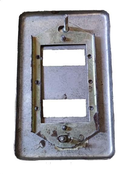 Amco 2 gang metal plate cover with mounting screws for power points and switches