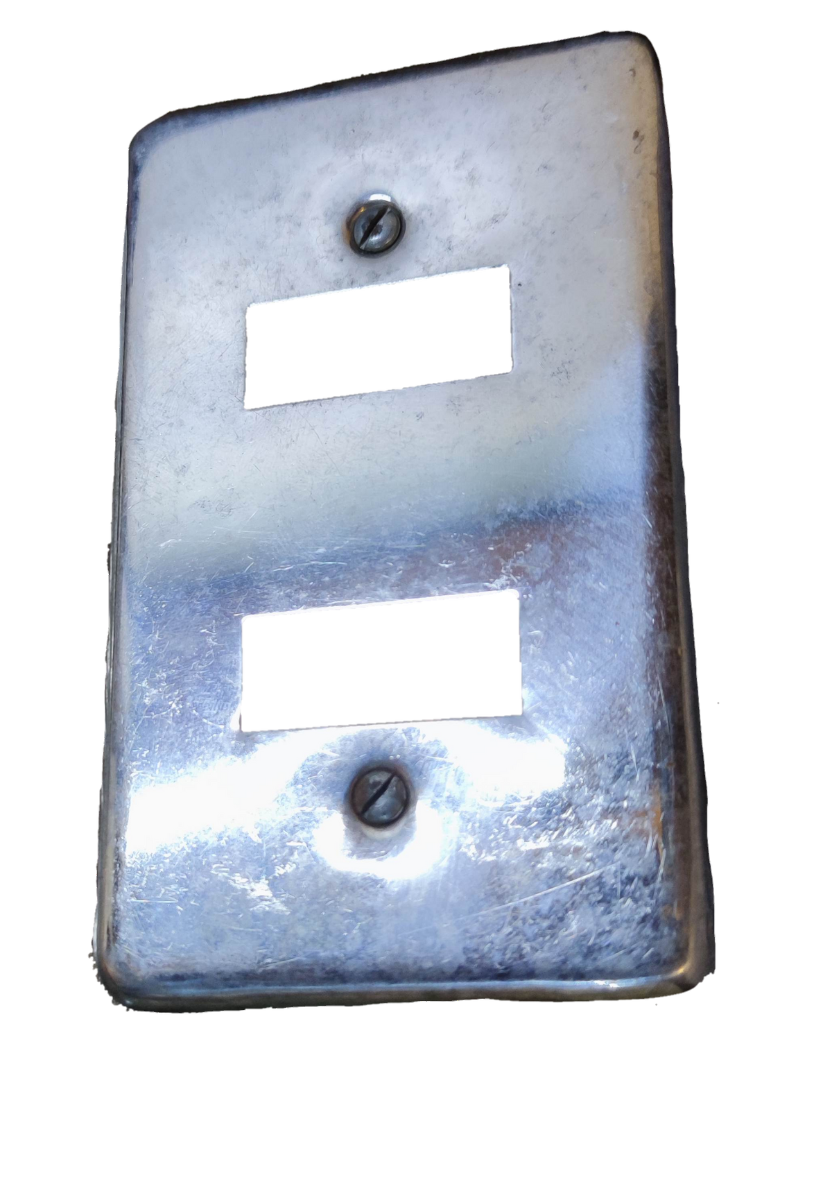 Amco 2 gang metal plate cover with silver finish for power points and switches