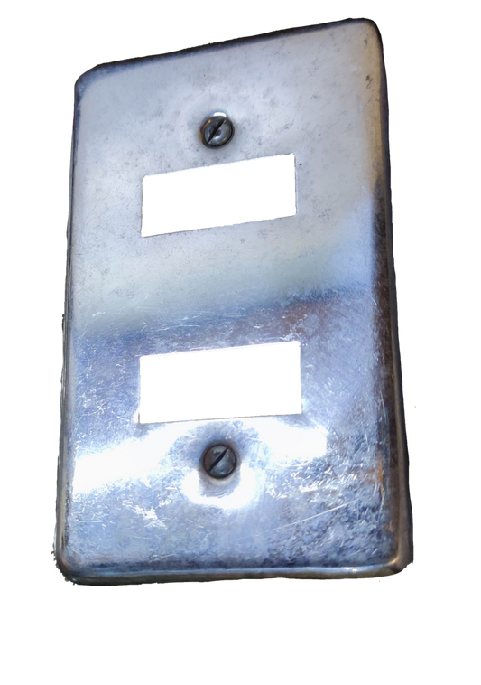 Amco 2 gang metal plate cover with silver finish for power points and switches