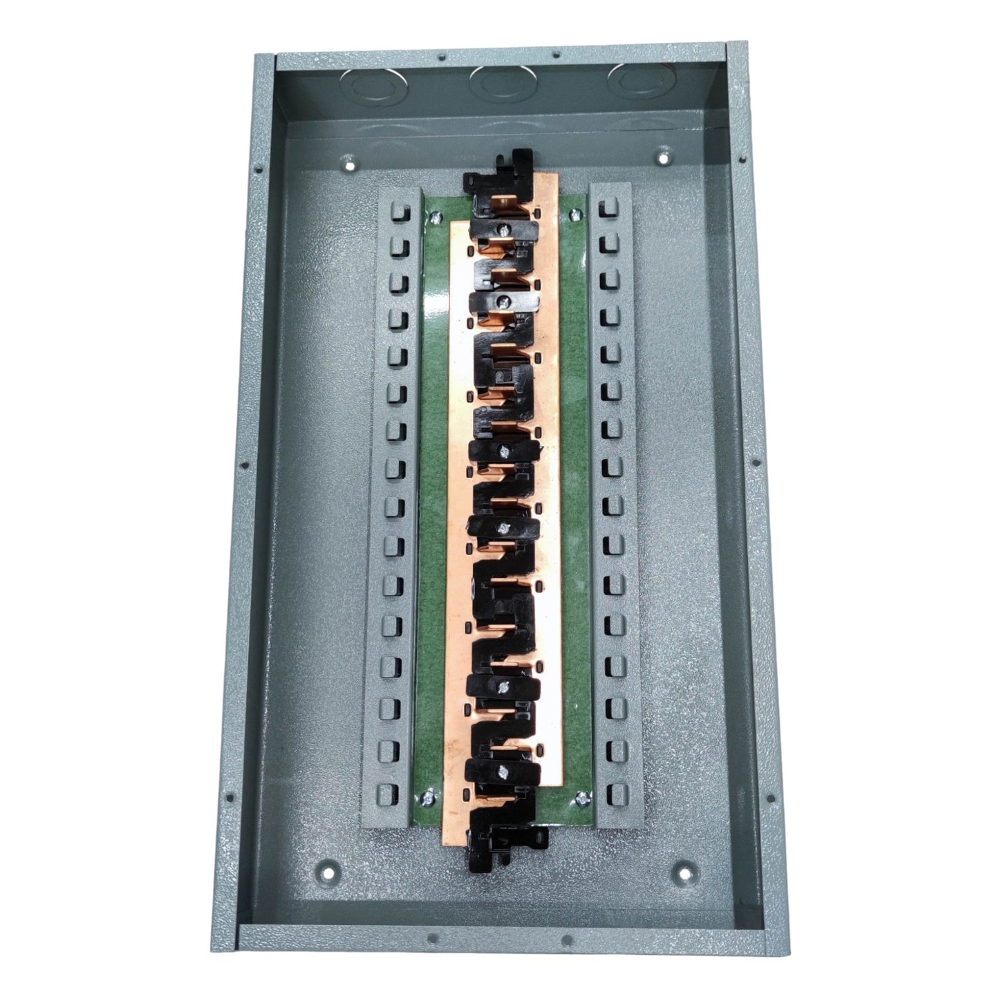 Electrical panel with multiple switches and wiring on a white background America 8X8 Panel Board 14 Branches 16 Holes Distribution Panel For 2 Pole Plug In Circuit Breaker Flush Mounted Type Electx Electrical Supply