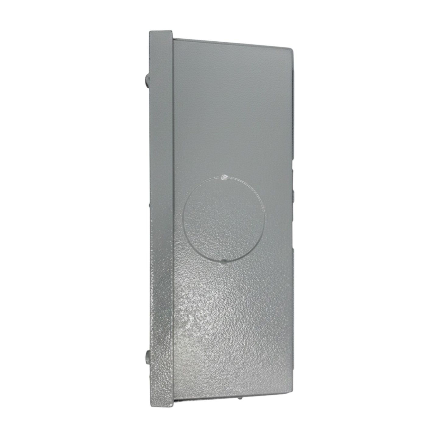 Metallic rectangular object with circular cutout on a white background America Nema 1 Circuit Breaker Enclosure For TQD Type 2 Pole Or 3 Pole Breaker Panel Board Single Breaker Electx Electrical Supply